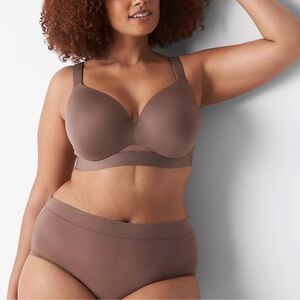 Cacique Lightly Lined Full Coverage Bra Deep Taupe Brown, Size 46DD NWT